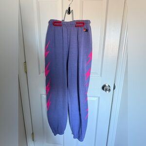 Aviator Nation Purple Joggers with Pink Lightning Bolts